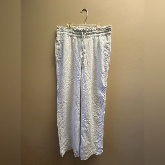 Hollister White Wide Leg Linen Blend Adjustable-Rise Pull-On Baggy Pants - Picture 2 of 4